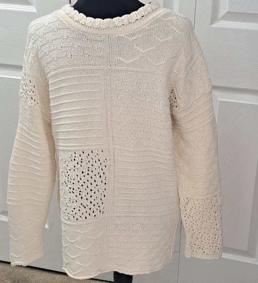 Vintage David Brett Multi Patterned Cream Sweater - Picture 4 of 11